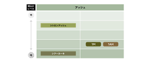 黒髪用・白髪用ヘアカラー アッシュ系明るさ対応表