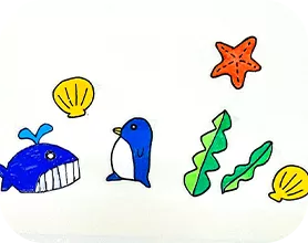 海の生き物のオリジナルシールの画像
