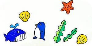 海の生き物のオリジナルシールの画像