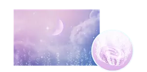  ミッドナイトウッドの香りのイメージ画像。湯の色ミッドナイトパープル（色つき透明）を表すイメージ画像