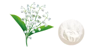  ドリーミーミュゲの香りのイメージ画像。湯の色ミルキーホワイト（にごり）を表すイメージ画像