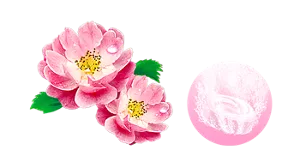 アルペンローズの香りのイメージ画像。湯の色ピュアピンク（色つき透明）を表すイメージ画像