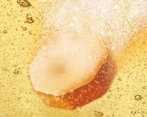 バブ メディキュアの錠剤がお湯に溶け出し、炭酸の泡が出ているイメージ画像