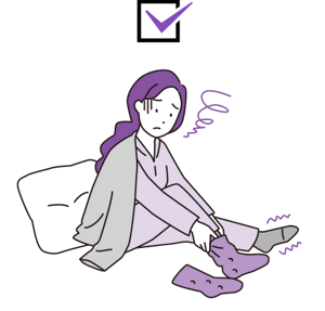 足が冷えて靴下を重ね履きしている女性のイラストイメージ 