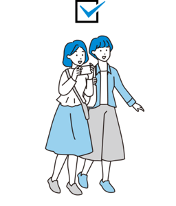 並んで歩いている女性2人のイラストイメージ 