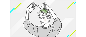 束感スタイルのスプレーをするイメージイラスト