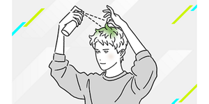 束感スタイルのスプレーをするイメージイラスト