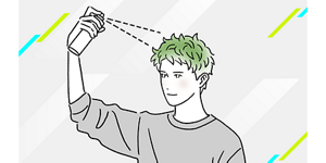 仕上げのスプレーをするイメージイラスト