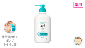 薬用 ボディウォッシュ420mlのポンプタイプと340mlのつめかえの2サイズ展開です。使用量の目安は2～3押し分です。