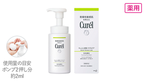 薬用 泡洗顔料150mlのポンプタイプと130mlのつめかえタイプの2サイズ展開です。使用量の目安はポンプ2押し分　約2mlです。