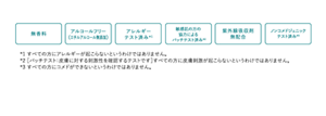 無香料 アルコールフリー （エチルアルコール無添加） アレルギー テスト済み＊1 敏感肌の方の 協力による パッチテスト済み＊2 紫外線吸収剤 無配合 ノンコメドジェニック テスト済み＊3 *1 すべての方にアレルギーが起こらないというわけではありません。 *2 ［パッチテスト：皮膚に対する刺激性を確認するテストです］すべての方に皮膚刺激が起こらないというわけではありません。 *3 すべての方にコメドができないというわけではありません。