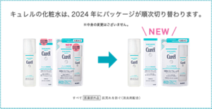 キュレルの化粧水は、2024年にパッケージが順次切り替わります。※中身の変更はございません。すべて医薬部外品 肌荒れを防ぐ（消炎剤配合）