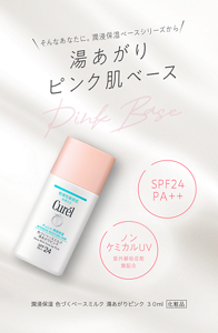 そんなあなたに。潤浸保湿ベースシリーズから湯あがり ピンク肌ベース SPF24 PA++ ノンケミ カルUV 紫外線吸収剤 無配合 潤浸保湿 色づくベースミルク 湯あがりピンク ３０ml 化粧品