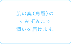 肌の奥（角層）のすみずみまで潤いを届けます。