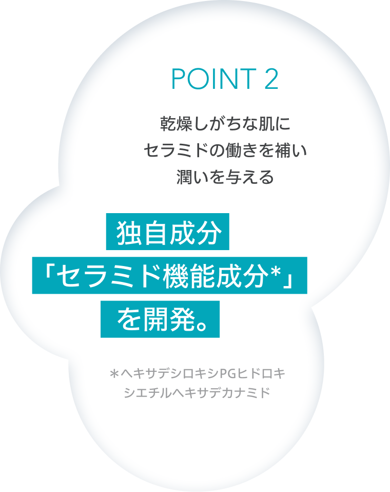 POINT 2　乾燥しがちな肌にセラミドの働きを補い潤いを与える