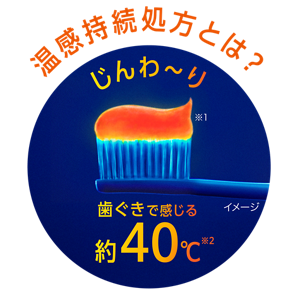 温感持続処方とは？　じんわ〜り歯ぐきで感じる約40℃