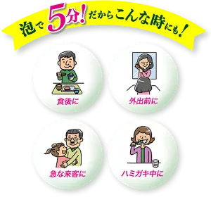 泡で5分！だから、食後に／外出前に／急な来客に／ハミガキ中に
