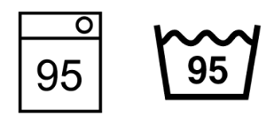 長方形の枠に漢字の弱や数字が入った記号、桶に手洗いの記載、桶に数字が入った記号や、桶に手をいれた記号