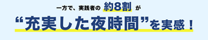 一方で実践者の約8割が充実した夜時間を実感！