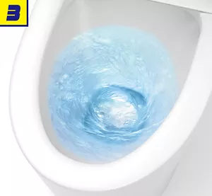 3. 洗浄後、トイレの水を流している写真。