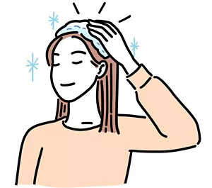 濡れタオルで頭を冷やしている女性のイラストイメージ