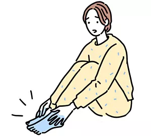 手や足の冷え性に悩んでいる女性のイラストイメージ