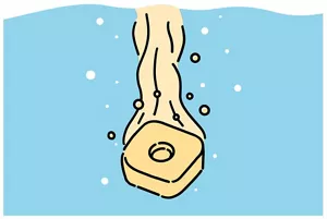 炭酸入浴剤がお湯に溶け出しているイラストイメージ