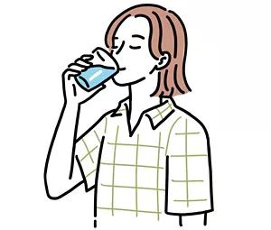 水分補給をしている女性のイラストイメージ