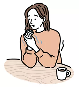 寒さで手を温めている女性のイラストイメージ