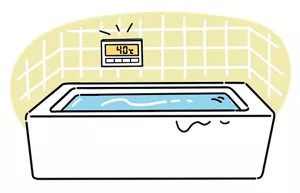 40℃に設定された浴槽のイラストイメージ