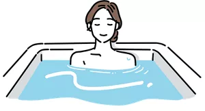 肩までしっかり浸かって全身浴をしている女性のイラストイメージ