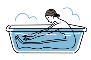 湯船で前屈を行う女性のイラストイメージ