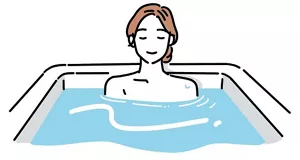 湯船に浸かる女性のイラストイメージ