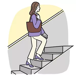 階段を上っている女性のイラストイメージ