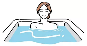 湯船に浸かってリラックスしている女性のイラストイメージ