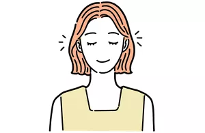 目を休ませるために、意識的にまばたきをしている女性のイラストイメージ