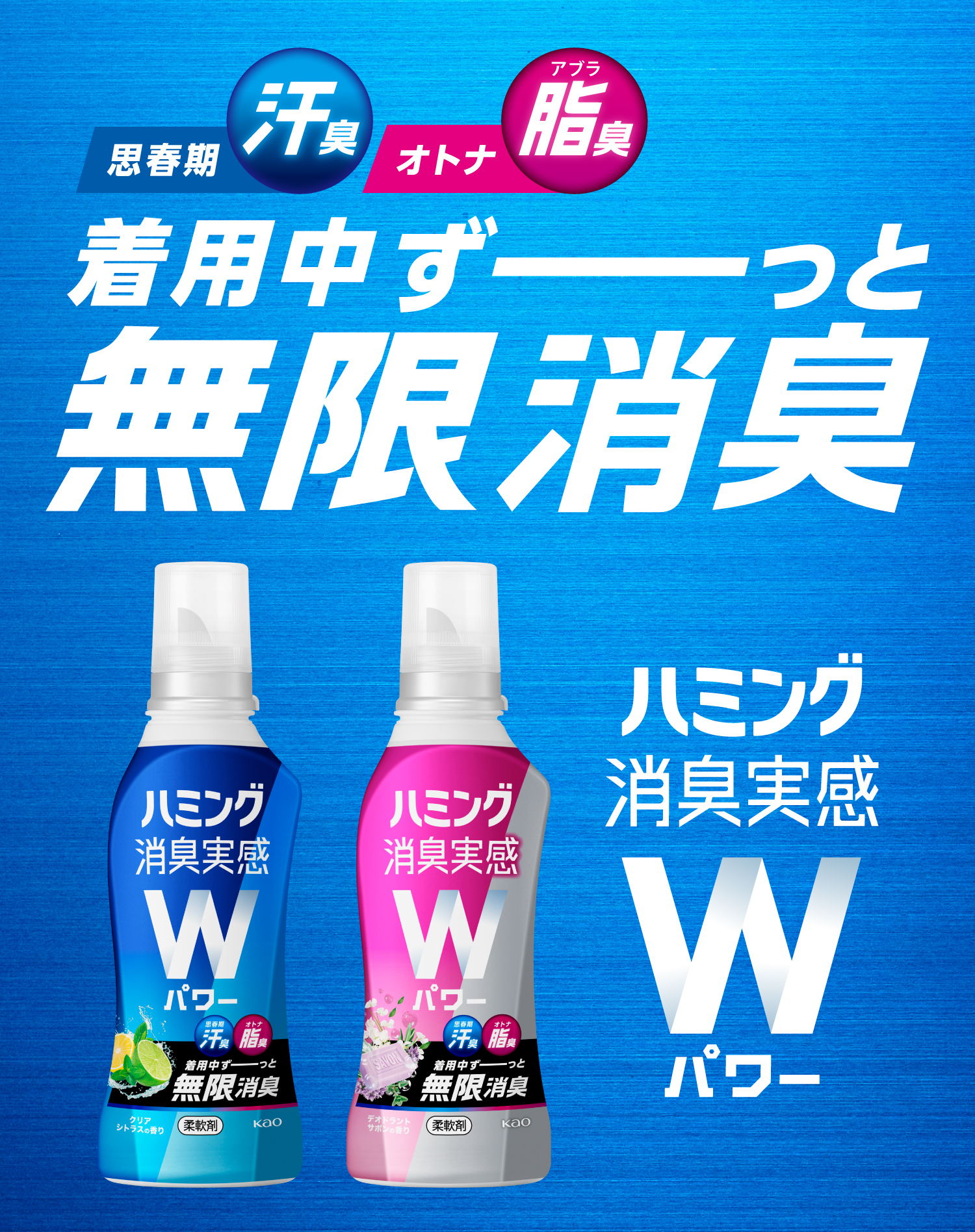 ハミング消臭実感Wパワーとは | 汗も脂も根本消臭する柔軟剤 | 花王 ハミング消臭実感Wパワーとは | 汗も脂も根本消臭する柔軟剤 | 花王