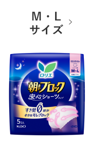 ロリエ　朝までブロック　安心ショーツ　М・Lサイズの製品カタログのページへ。​