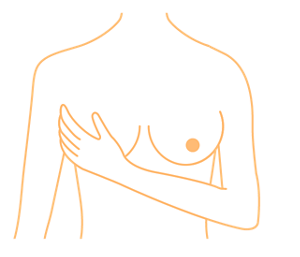 わきの下にしこりがないかセルフチェックをしているイメージ。