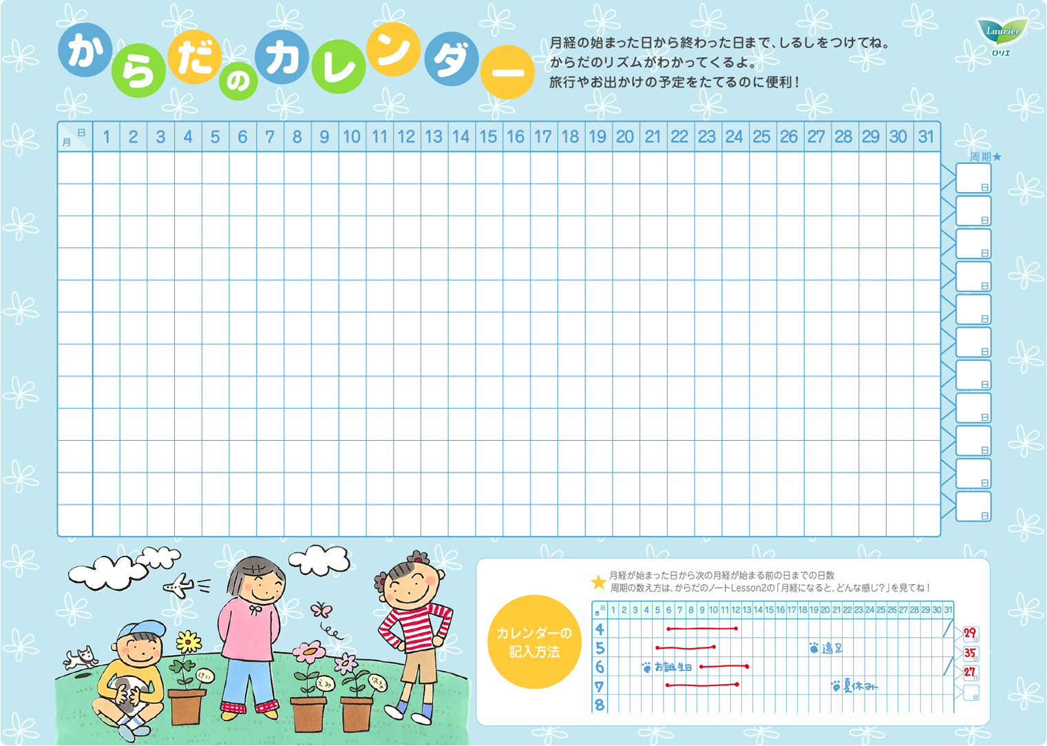 からだのカレンダー おとなになるということ ロリエ 花王株式会社 からだのカレンダー おとなになるということ ロリエ 花王株式会社