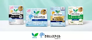 ロリエのおりものシート、きれいスタイルの商品ビジュアル。薄い緑色の空間に商品が佇んでいる。