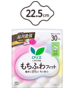 ボリュームパック　しあわせ素肌　もちふわフィット　無香料　多い昼用２２.５ｃｍ　羽つきの製品カタログページへ。