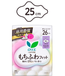 ボリュームパック　しあわせ素肌　もちふわフィット　特に多い昼用２５ｃｍ　羽つきの製品カタログページへ。
