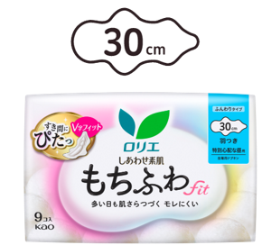 しあわせ素肌　もちふわfit　無香料　特別心配な昼用３０ｃｍ　羽つきの製品カタログページへ。