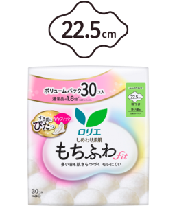 ボリュームパック　しあわせ素肌　もちふわfit　無香料　多い昼用２２.５ｃｍ　羽つきの製品カタログページへ。