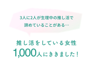 3人に2人が生理中の推し活で諦めていることがある･･･ 推し活をしている女性1,00人にききました！