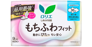 しあわせ素肌　もちふわフィット　無香料　特別心配な昼用３０ｃｍ　羽つきの製品カタログページへ。