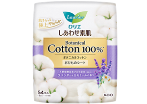 しあわせ素肌おりものシート　Ｂｏｔａｎｉｃａｌ　Ｃｏｔｔｏｎ１００％　ラベンダー＆カモミールの香りの製品カタログページへ。
