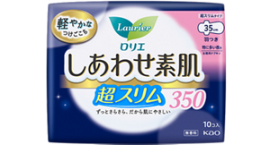しあわせ素肌　通気超スリム　特に多い夜用３５ｃｍ 羽つきの製品カタログページへ。
