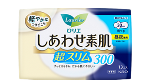 しあわせ素肌　通気超スリム　昼夜兼用３０ｃｍ　羽つきの製品カタログページへ。